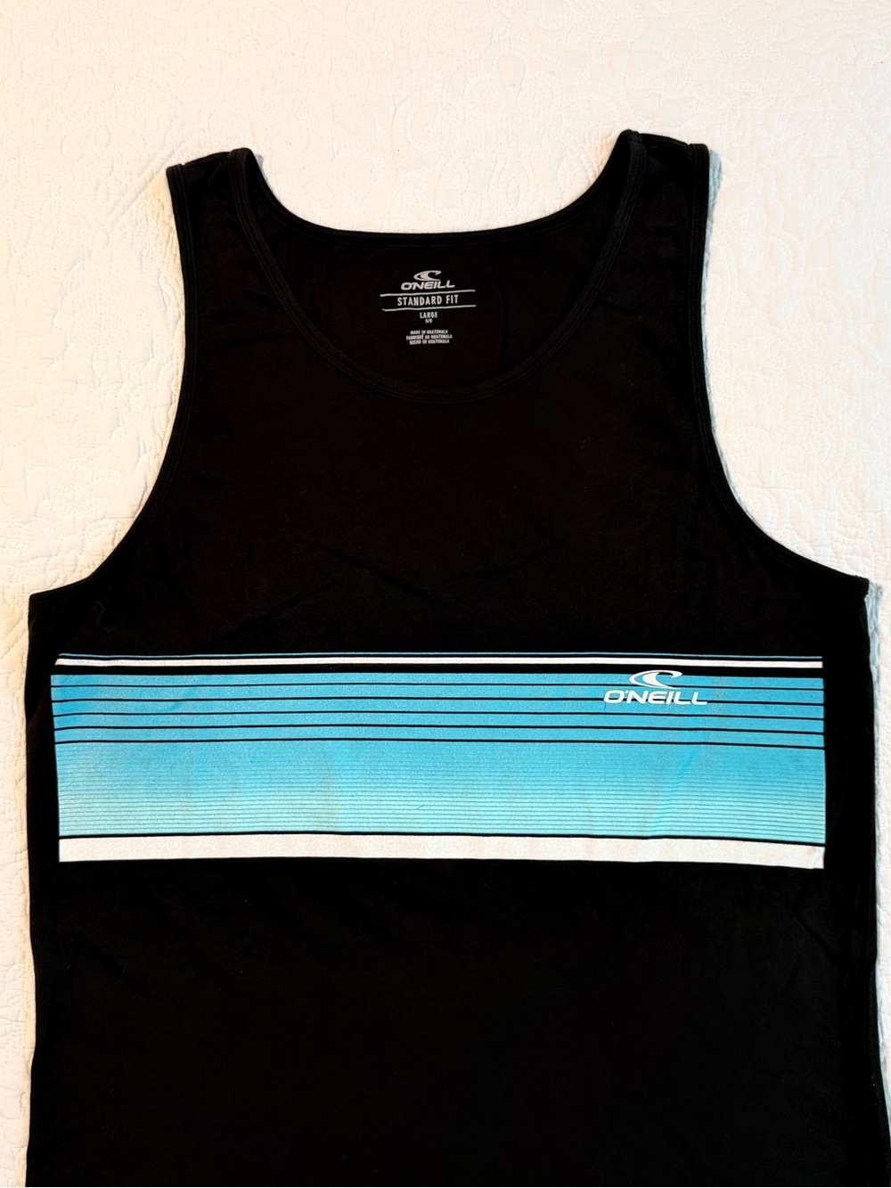 O’Neill | Standard Fit Tank Top | Black With Blue Stripe | Size Large